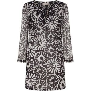 TORY BURCH POMELO FLORAL BEACH TUNIC Dress SWIM COVER DETAIL Shell XS TEEN